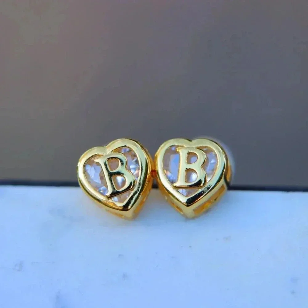 🎁Gift 💝Heart Initial Stud Earrings for Women Teen Girls Mom Daughter, ELDM153G
